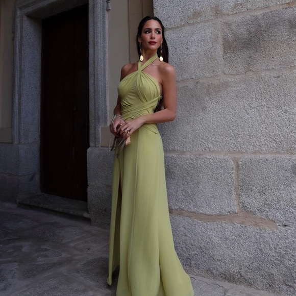 NEW! Zara Pleated Halter Dress Light green | 1758/833 823 - Picture 3 of 7